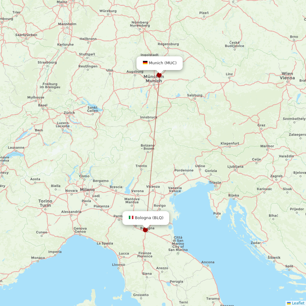 Air Dolomiti at BLQ route map