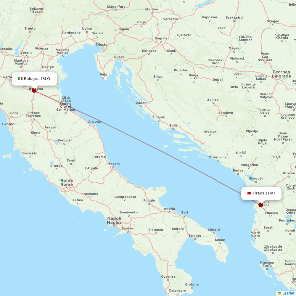 Air Albania at BLQ route map