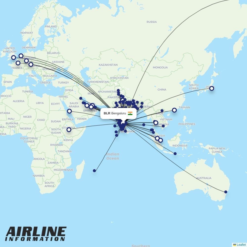 Air India routes from BLR