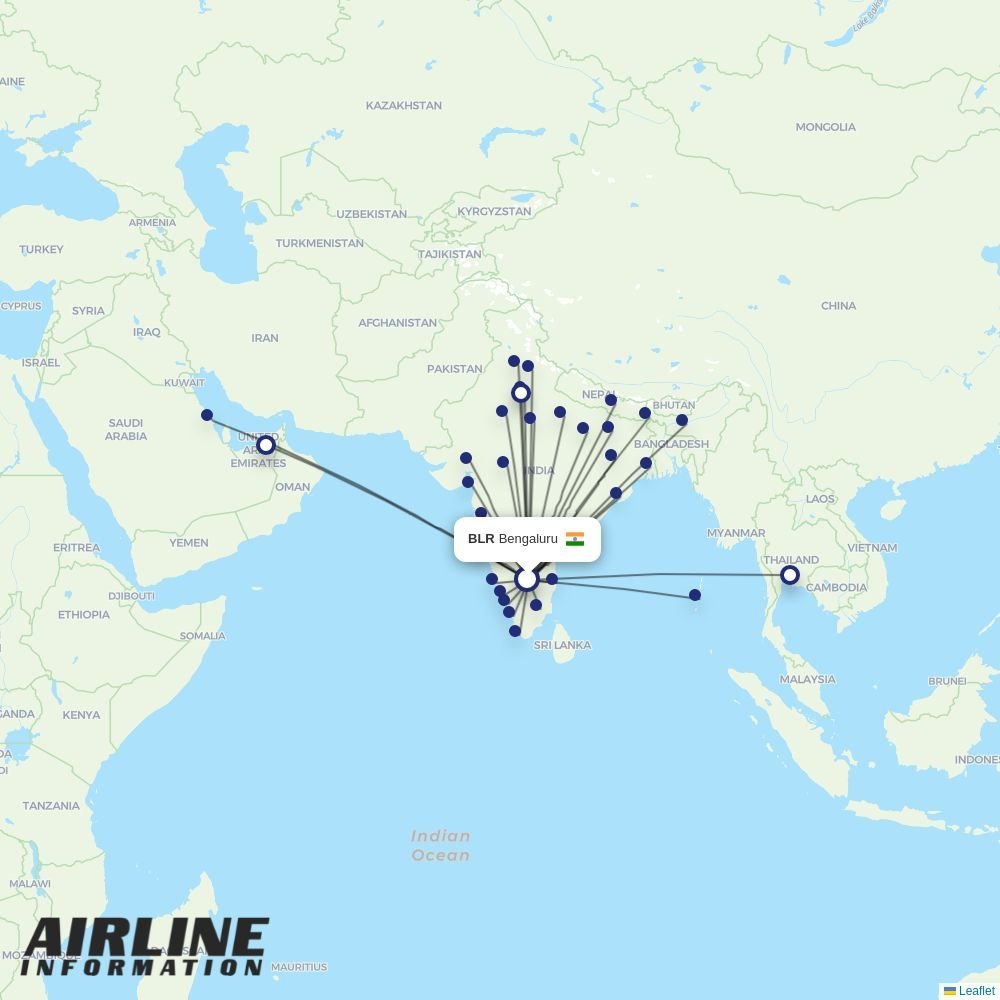 Air India Express routes from BLR