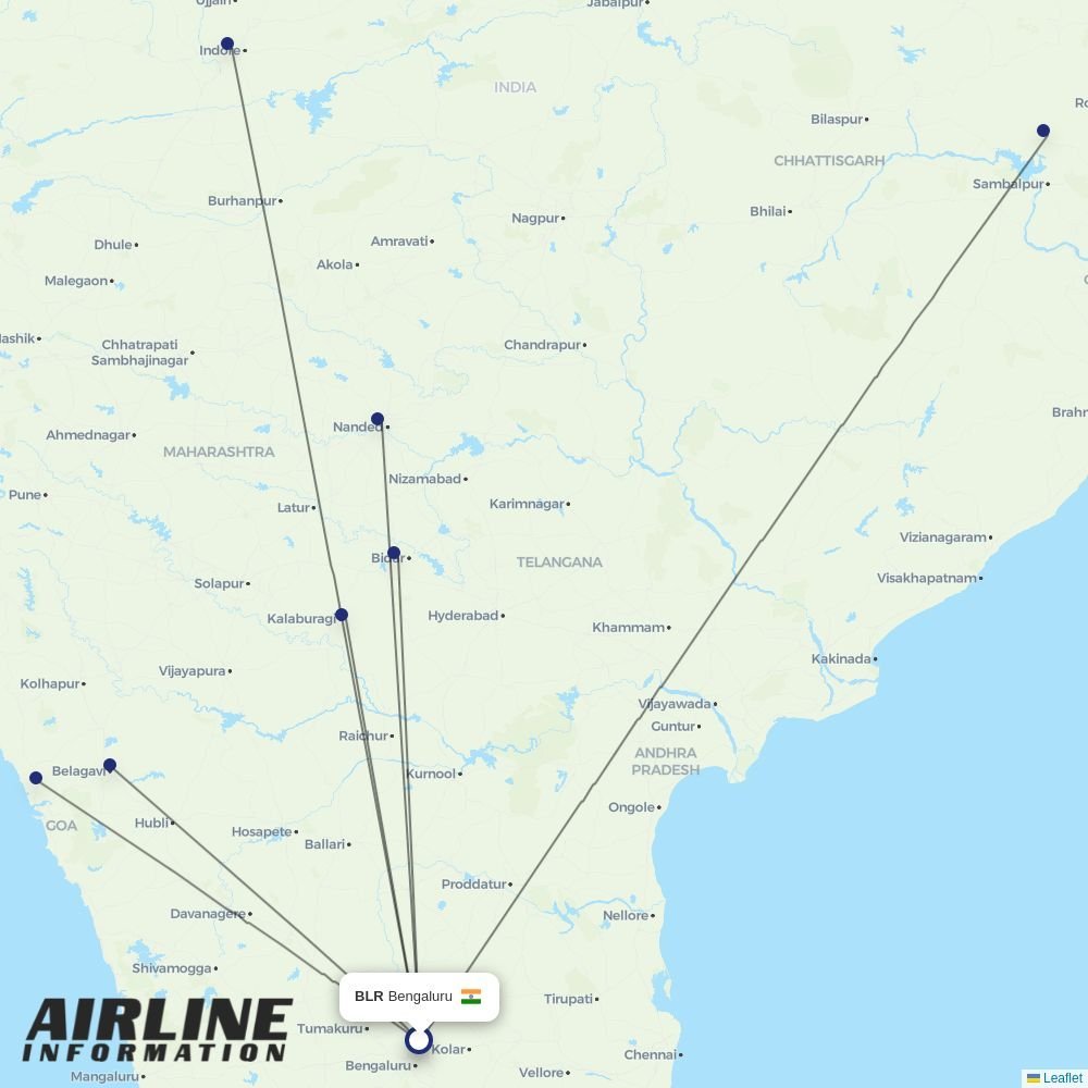 Star Air routes from BLR