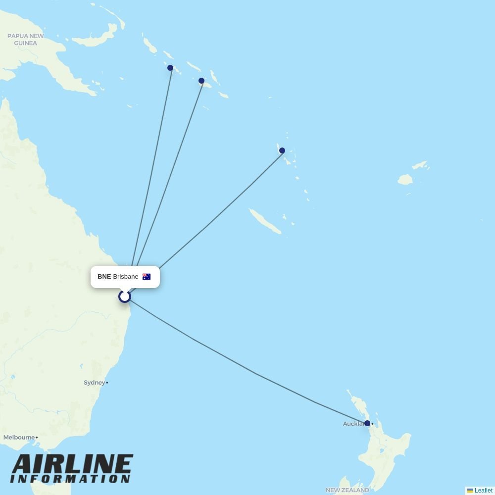Solomon Airlines routes from BNE