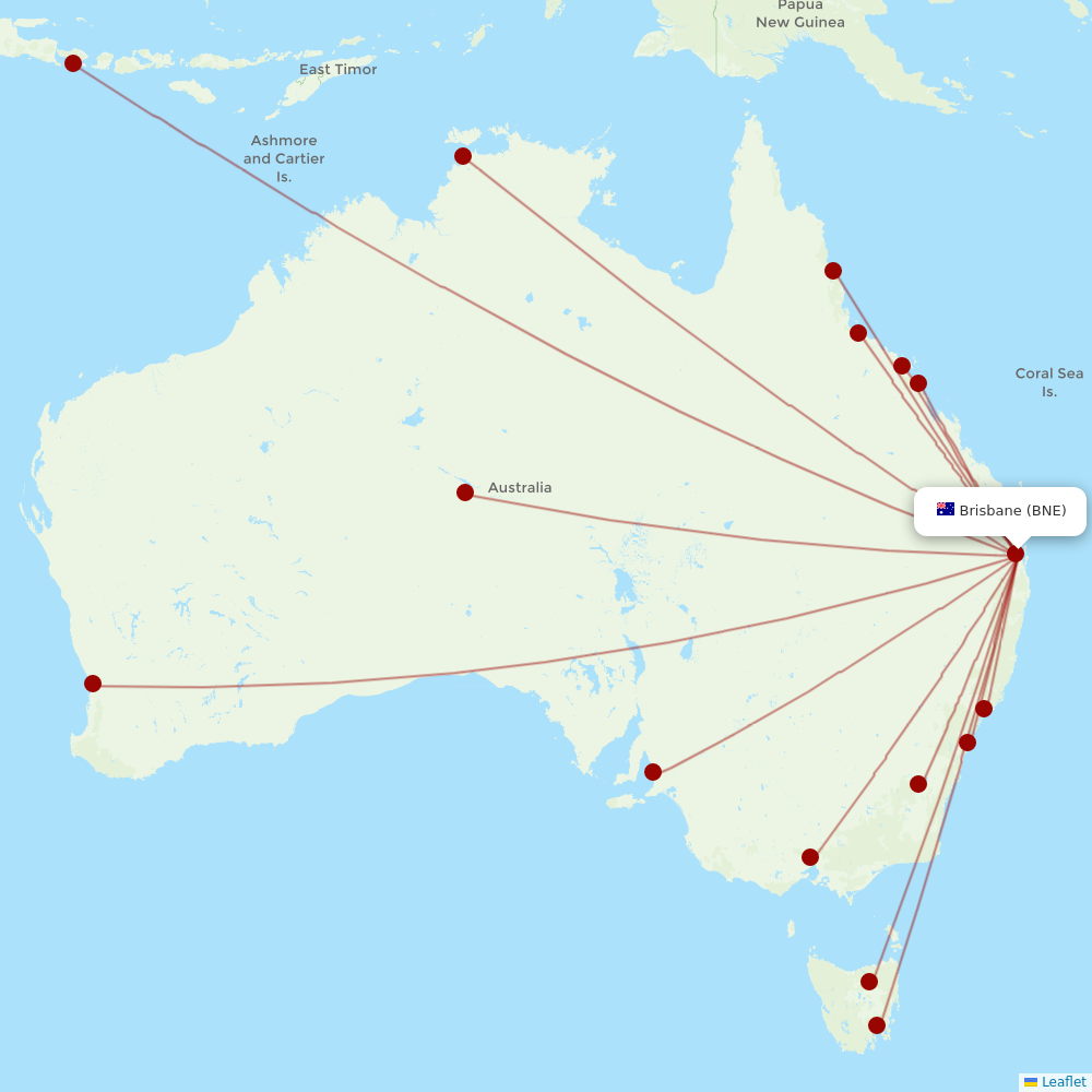 Jetstar at BNE route map