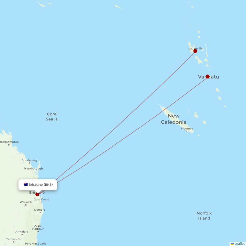 Air Vanuatu at BNE route map