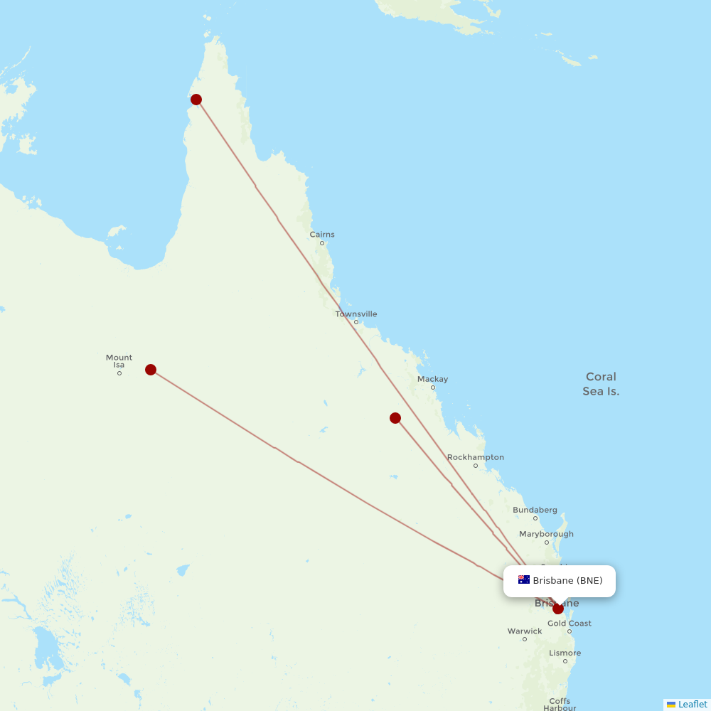 Alliance Airlines at BNE route map