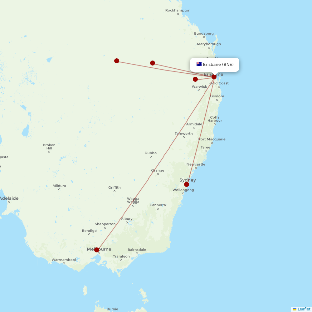 Rex Regional Express at BNE route map