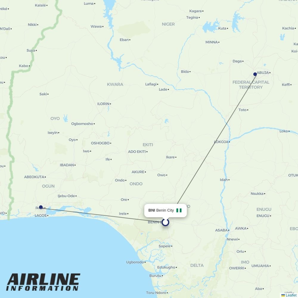 Aero routes from BNI