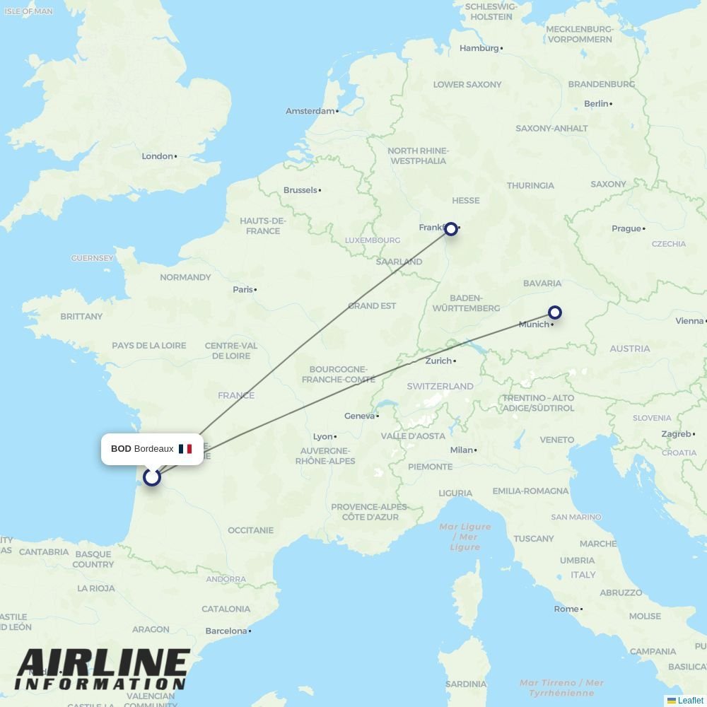 Lufthansa routes from BOD
