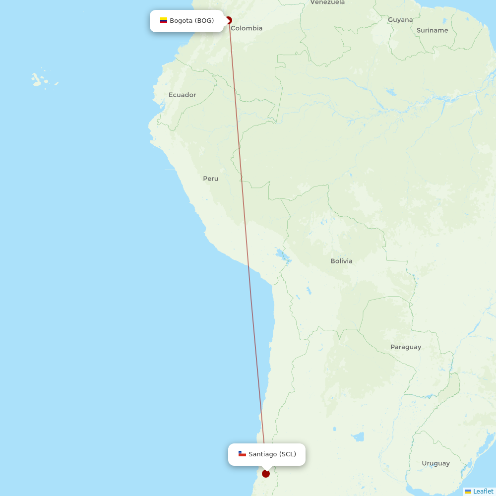 JetSMART at BOG route map