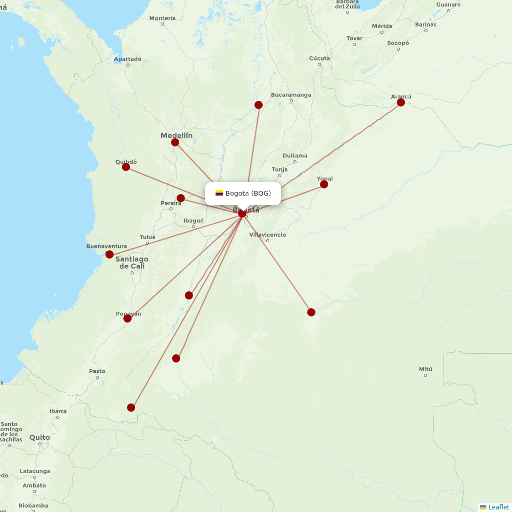 EasyFly at BOG route map