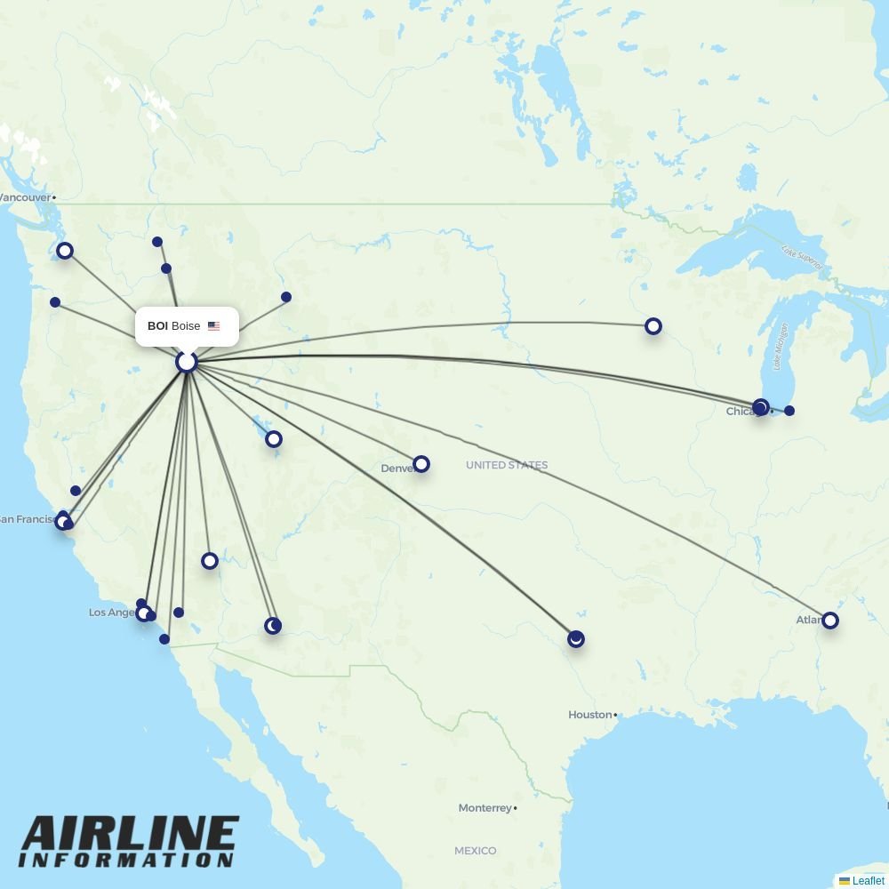 Delta routes from BOI