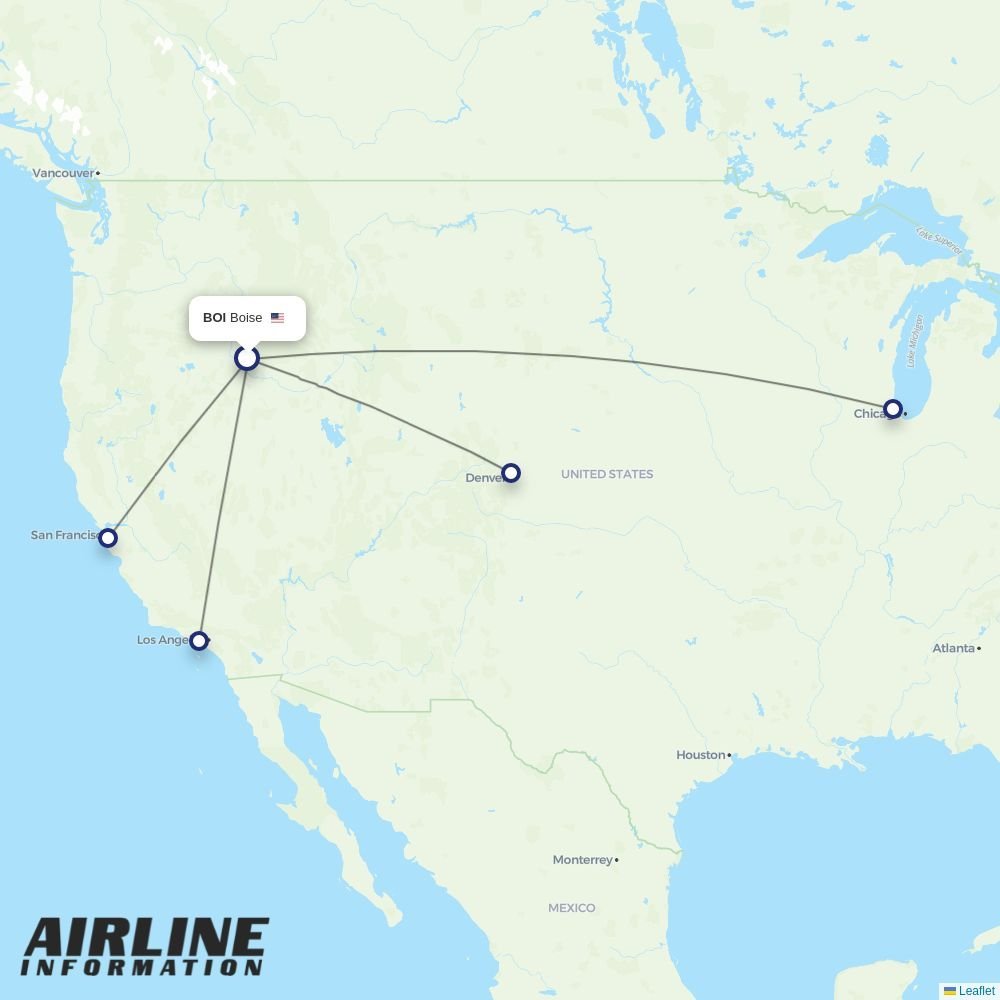United routes from BOI
