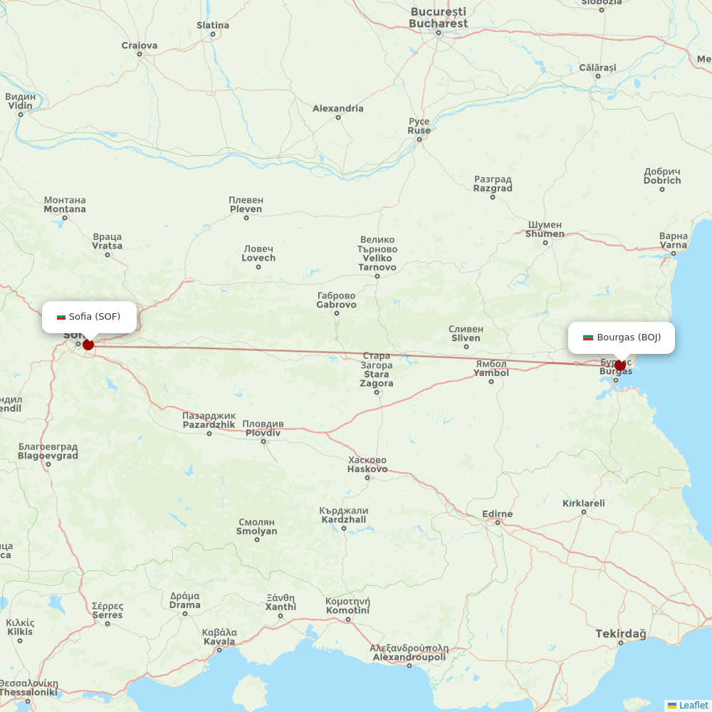 Bulgaria Air at BOJ route map