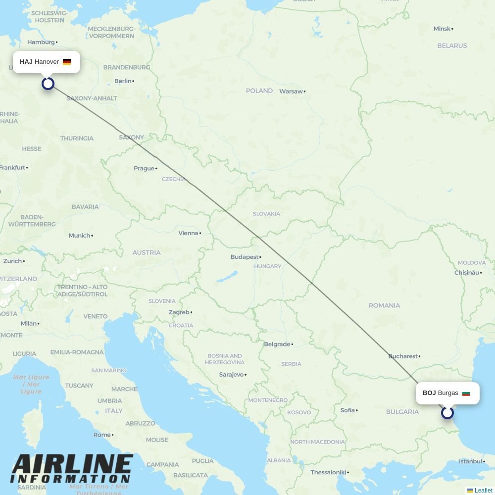 TUIfly routes from BOJ