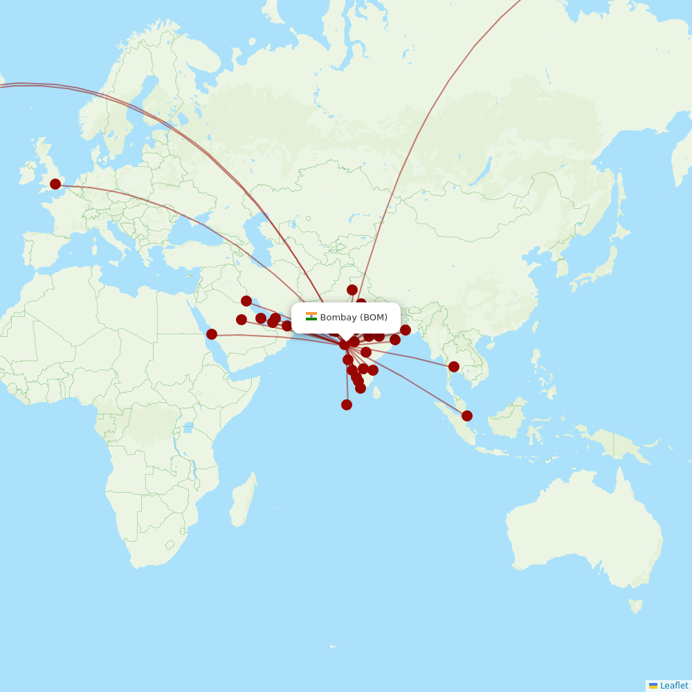 Air India at BOM route map