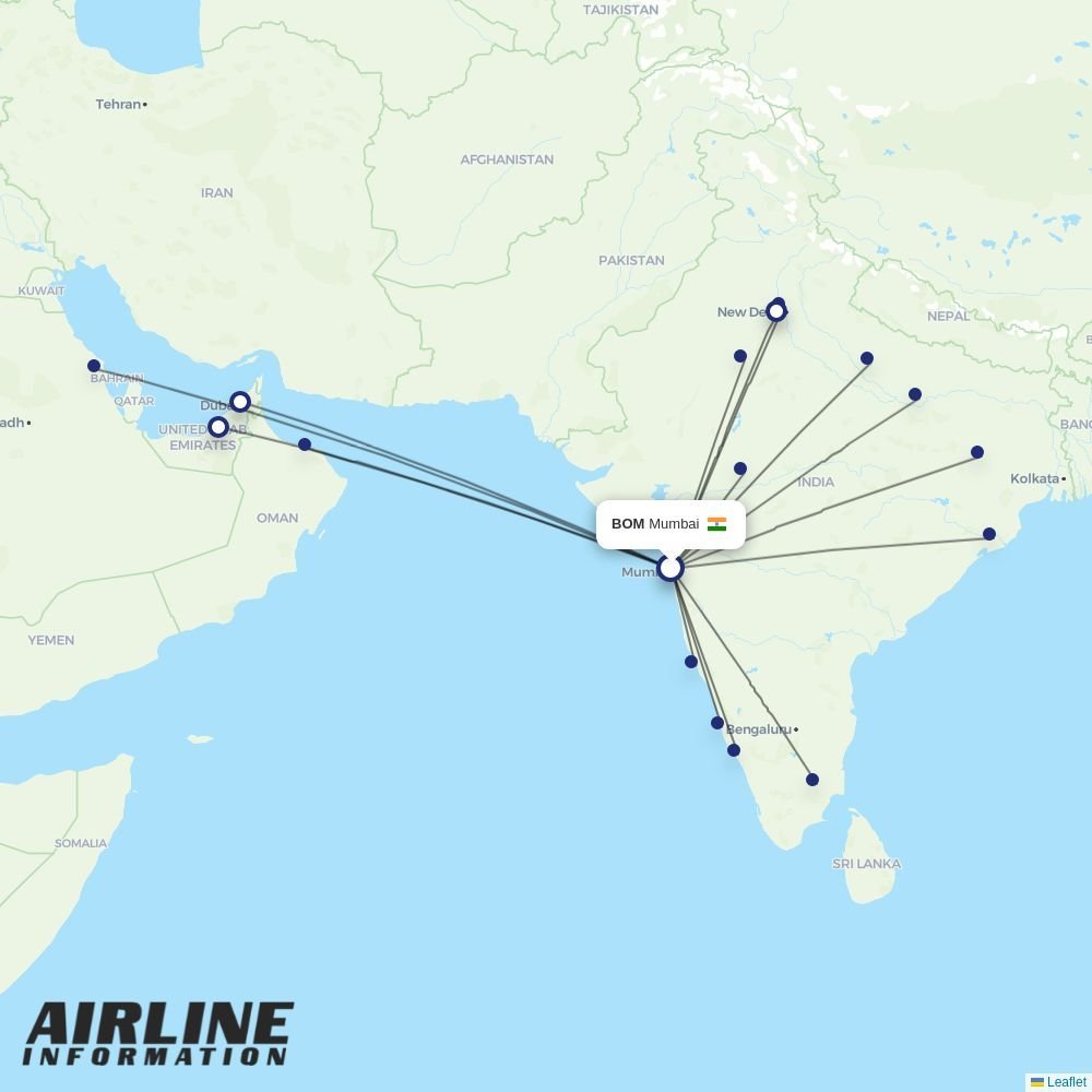 Air India Express routes from BOM