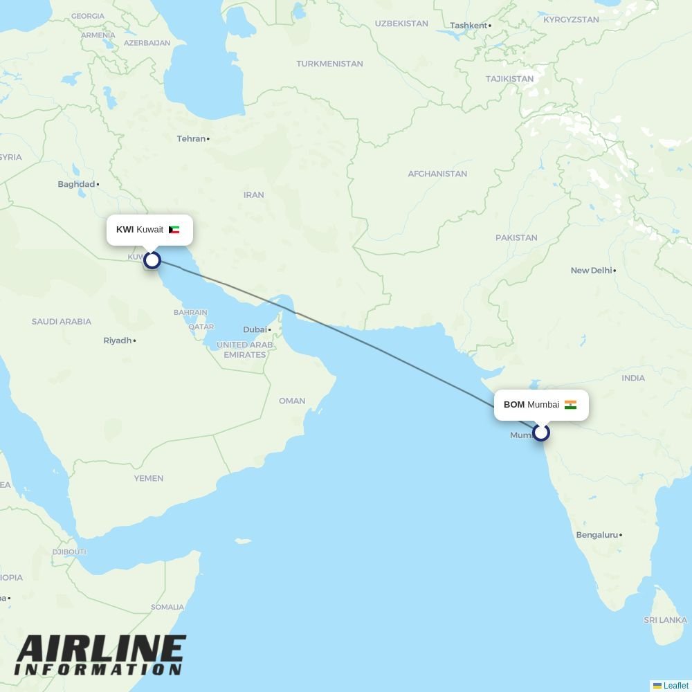Kuwait Airways routes from BOM