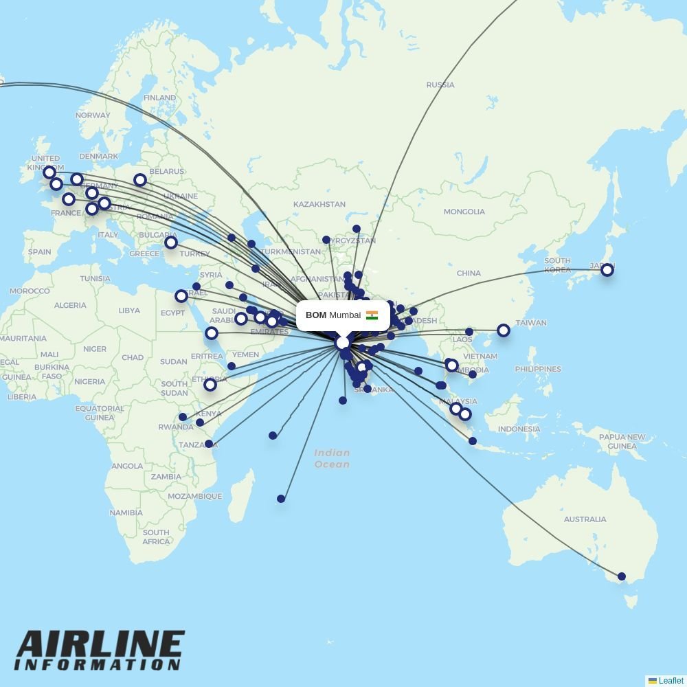 VietJet routes from BOM