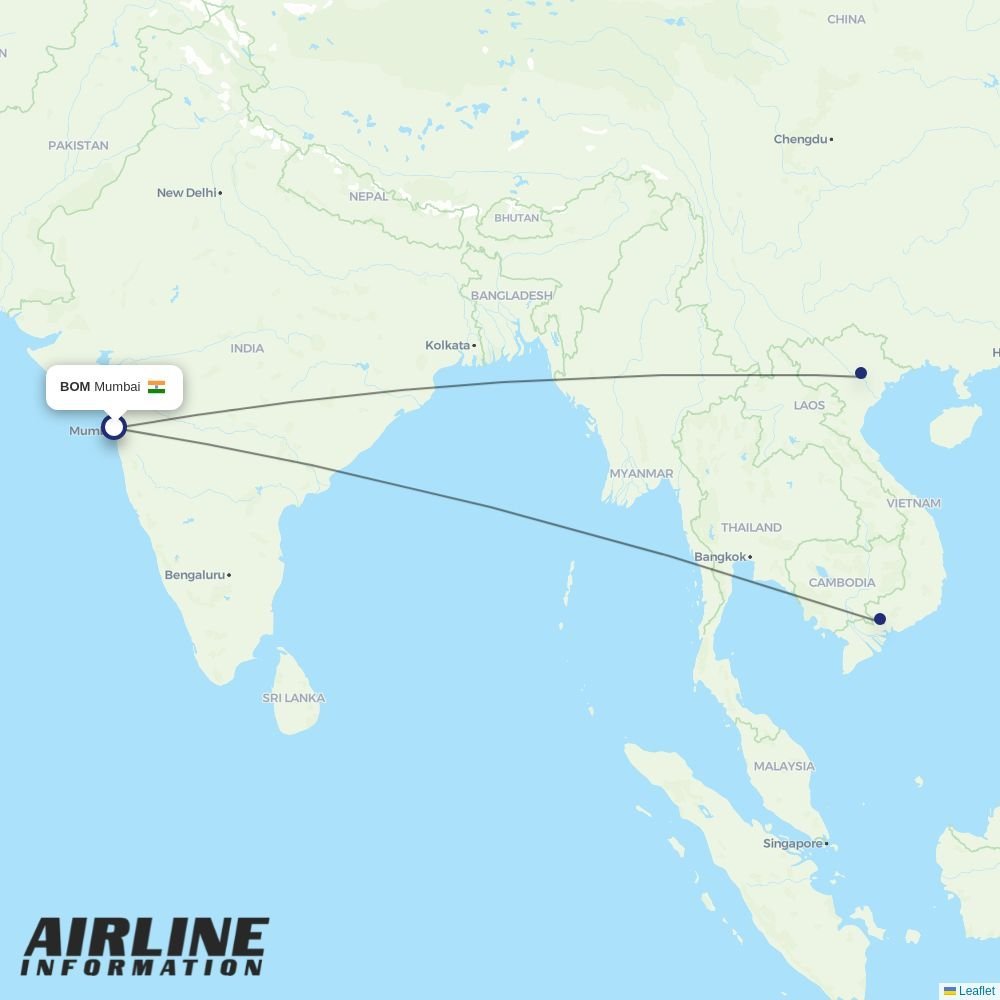 Vietnam Airlines routes from BOM