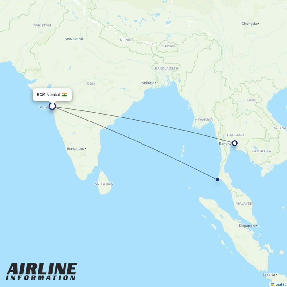 Vietjet Thailand routes from BOM