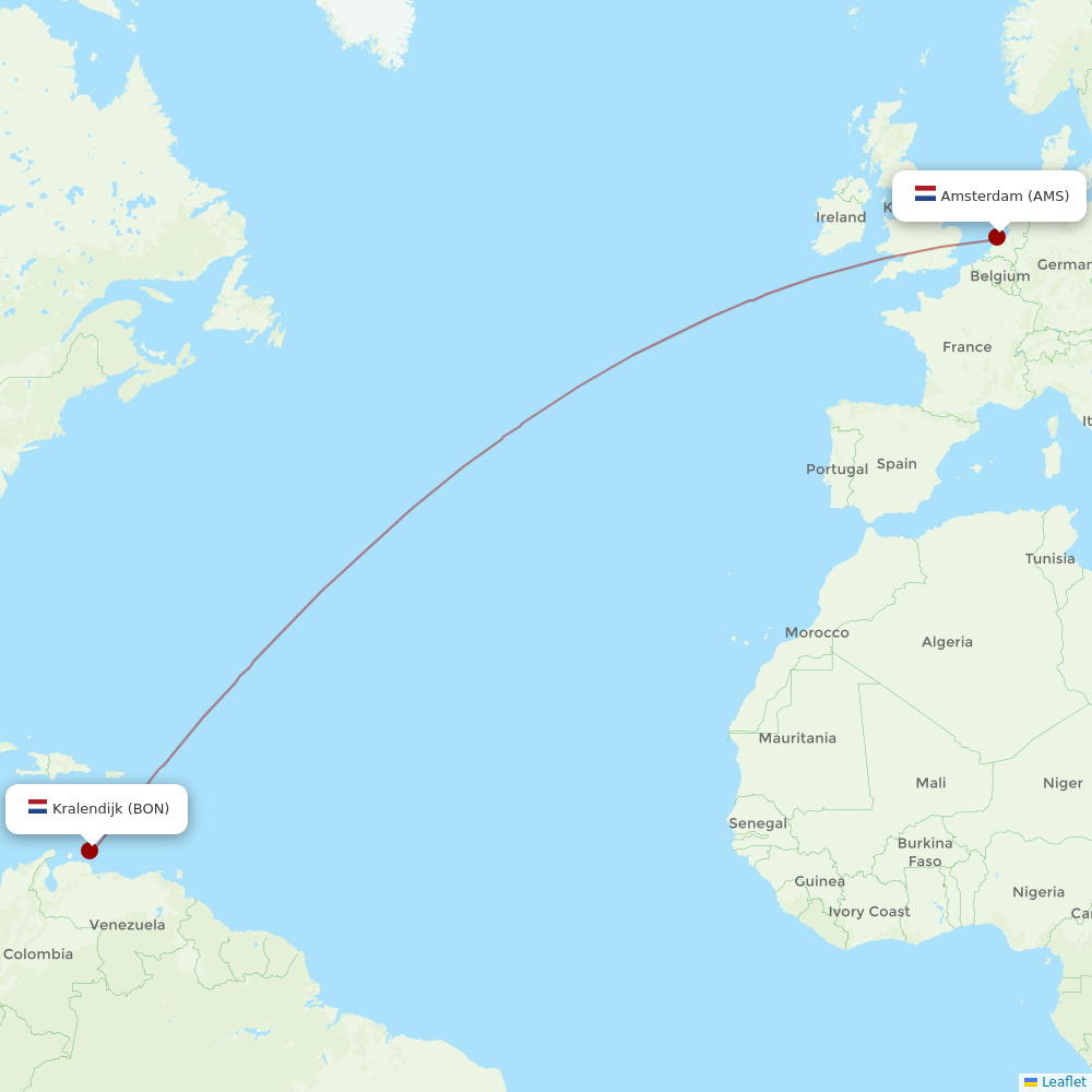 TUIfly Netherlands at BON route map