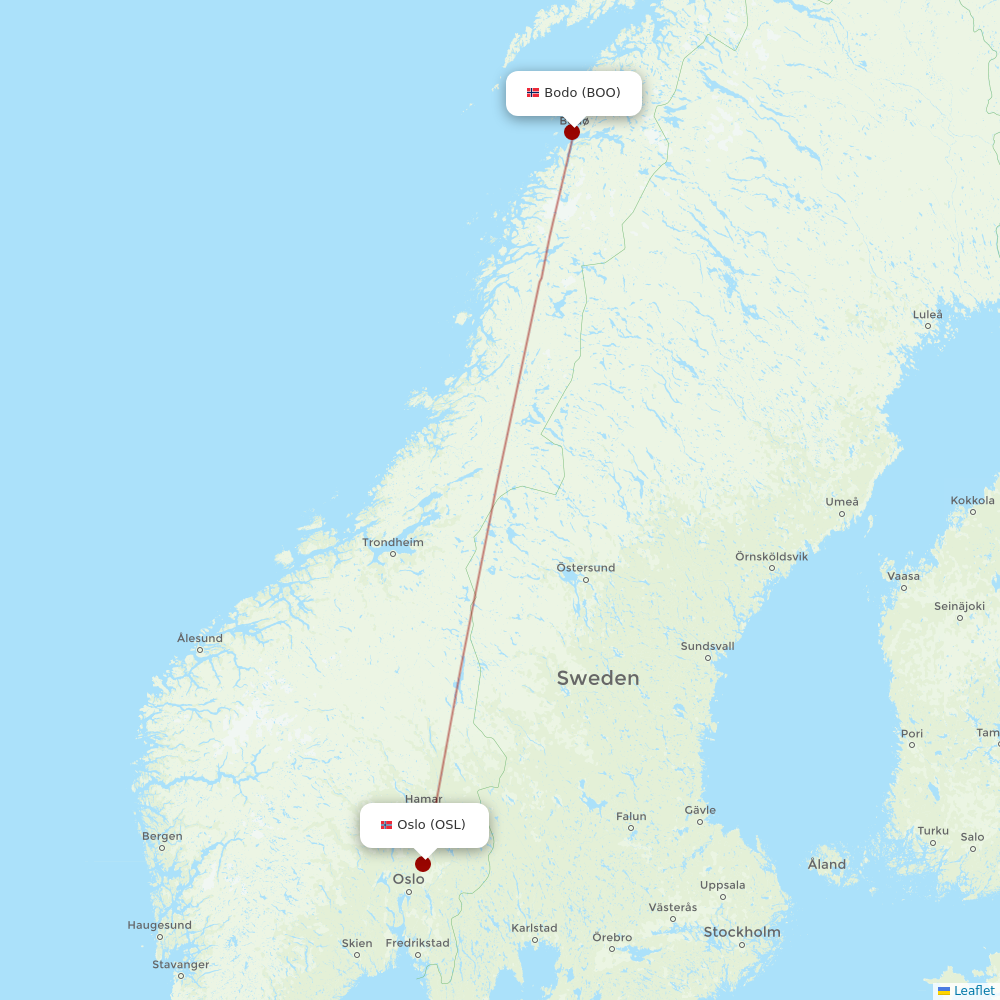 Norwegian Air at BOO route map