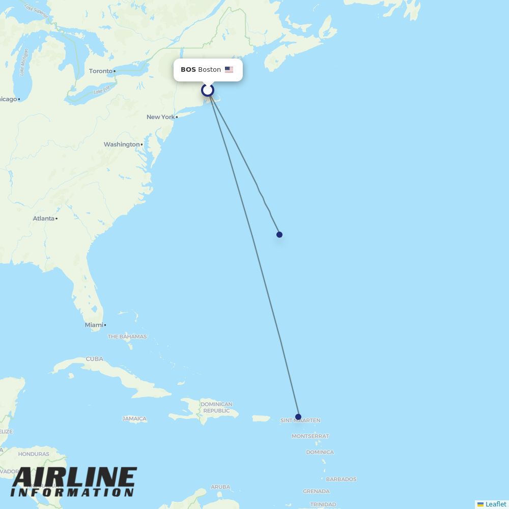 BermudAir routes from BOS