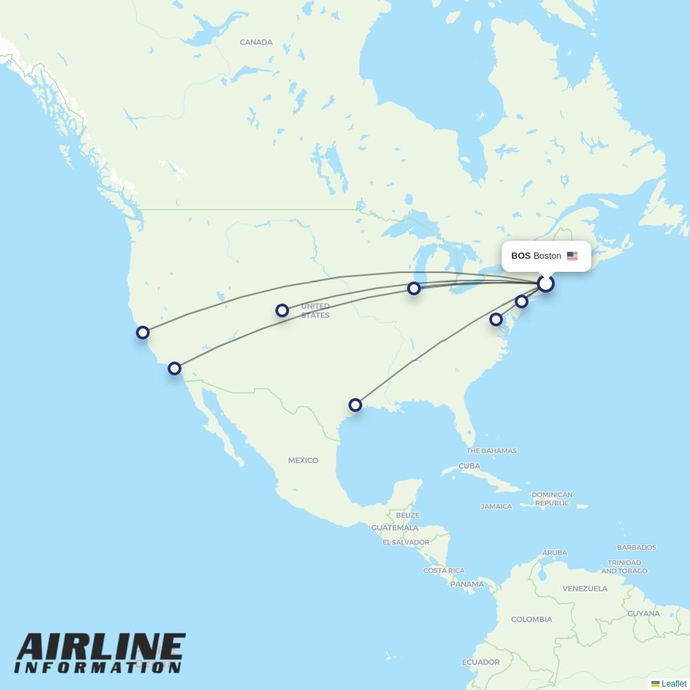 United routes from BOS