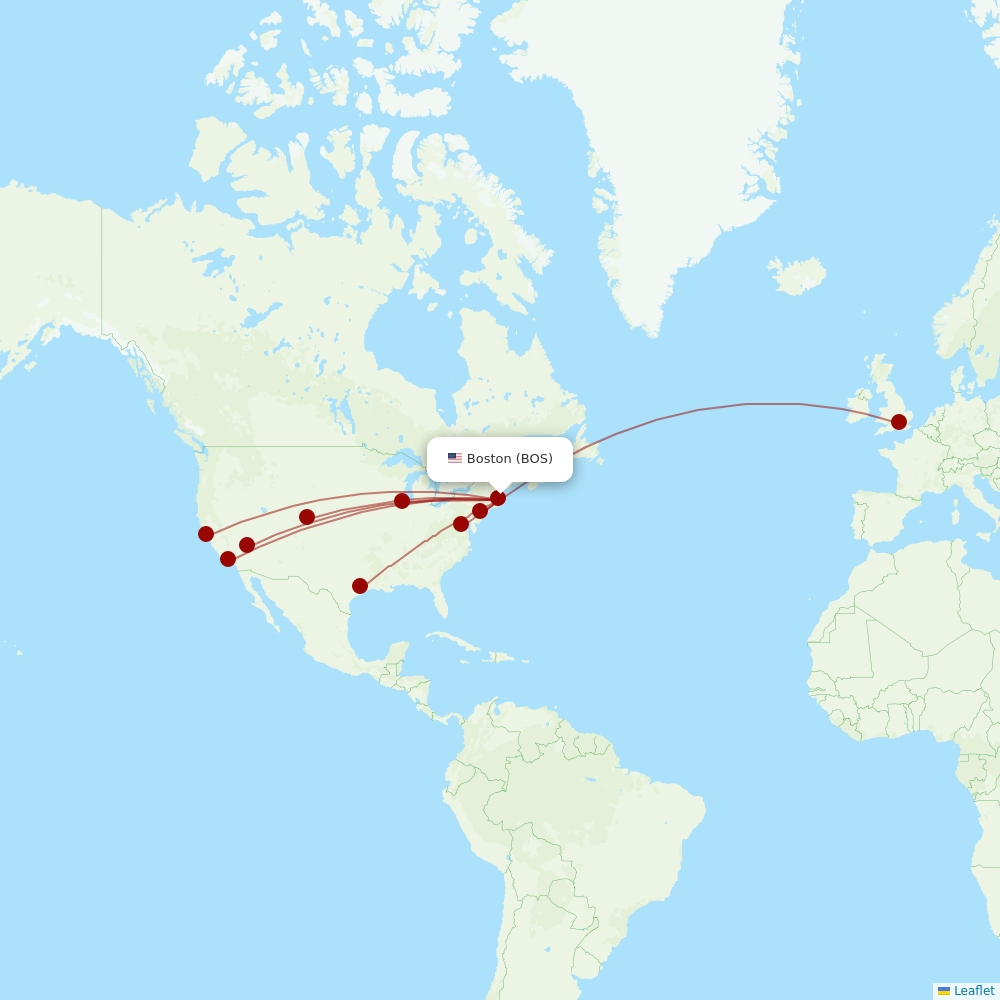 United at BOS route map