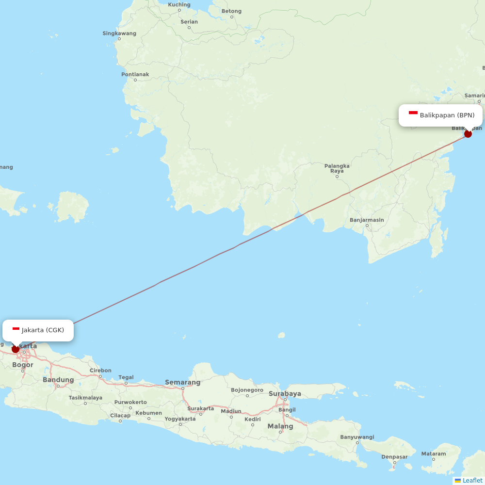 Garuda Indonesia at BPN route map