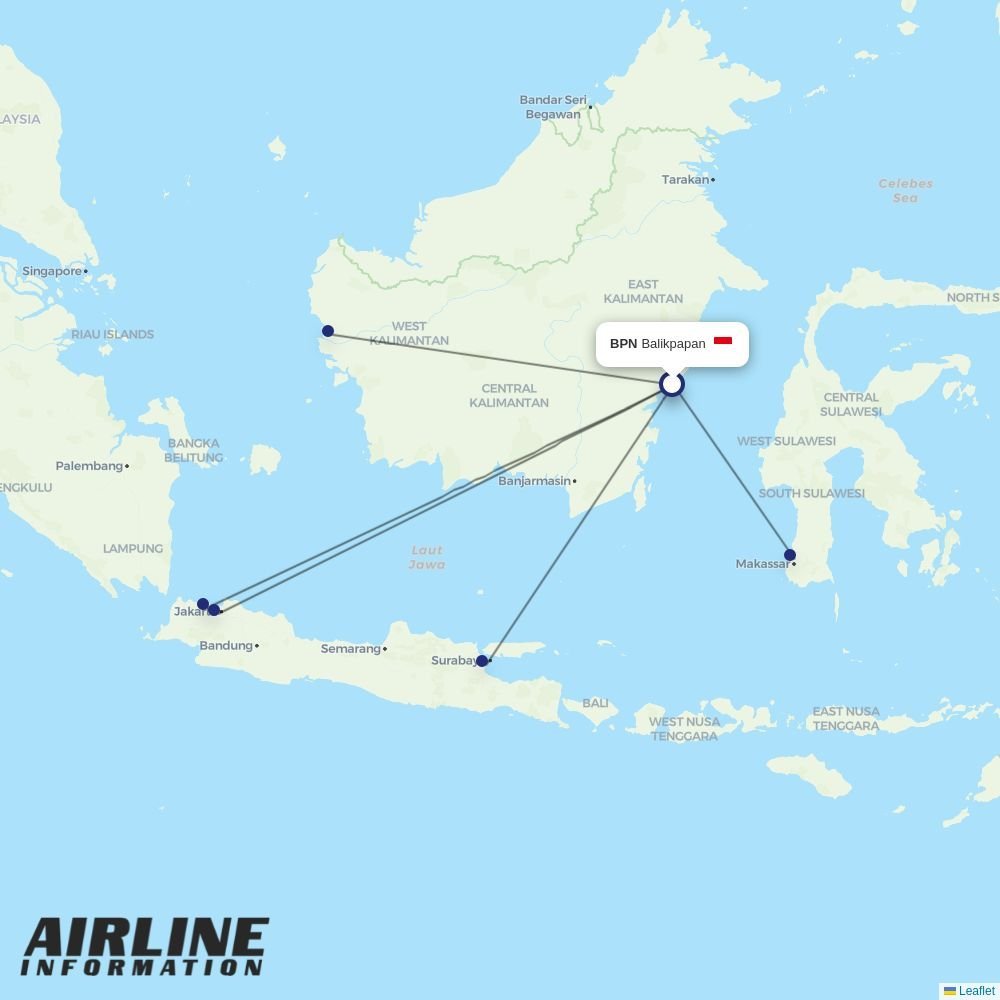 Batik Air routes from BPN