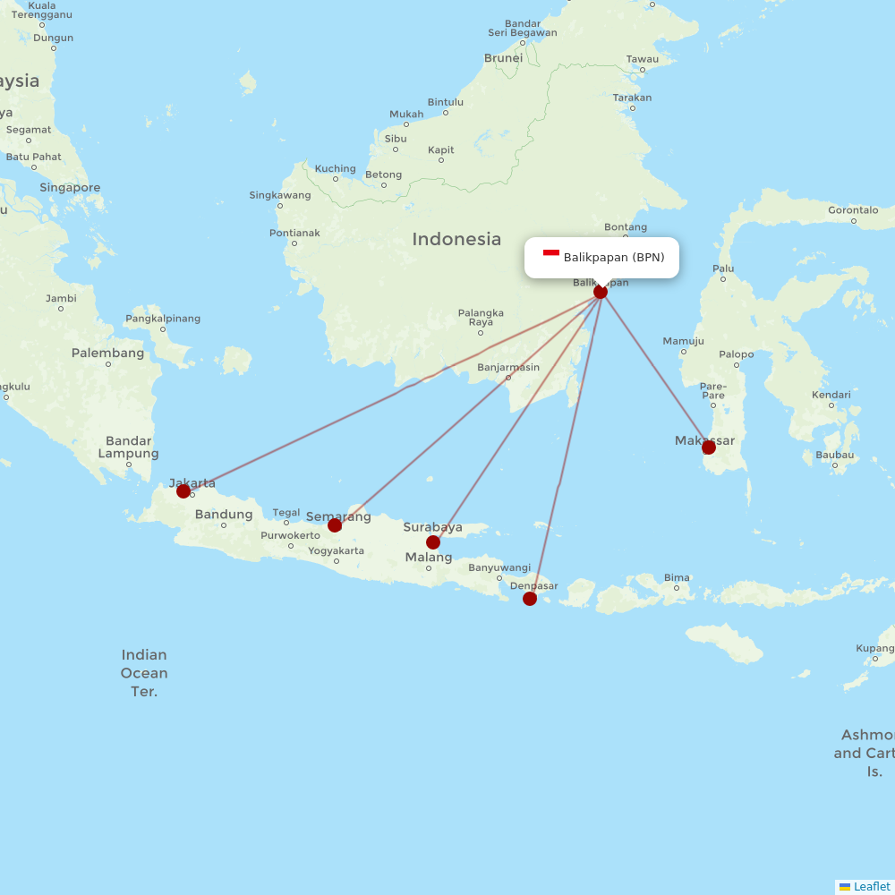 Lion Air at BPN route map