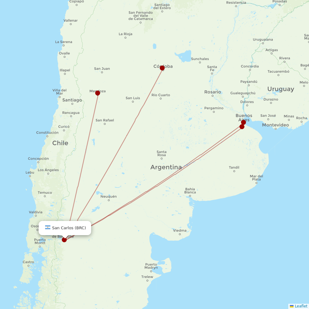 Jetsmart Airlines at BRC route map