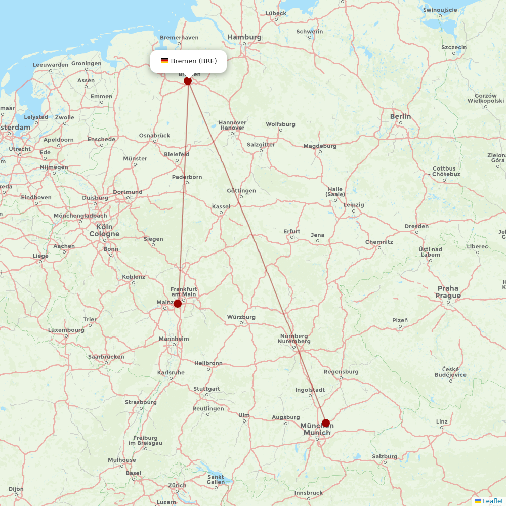 Lufthansa at BRE route map
