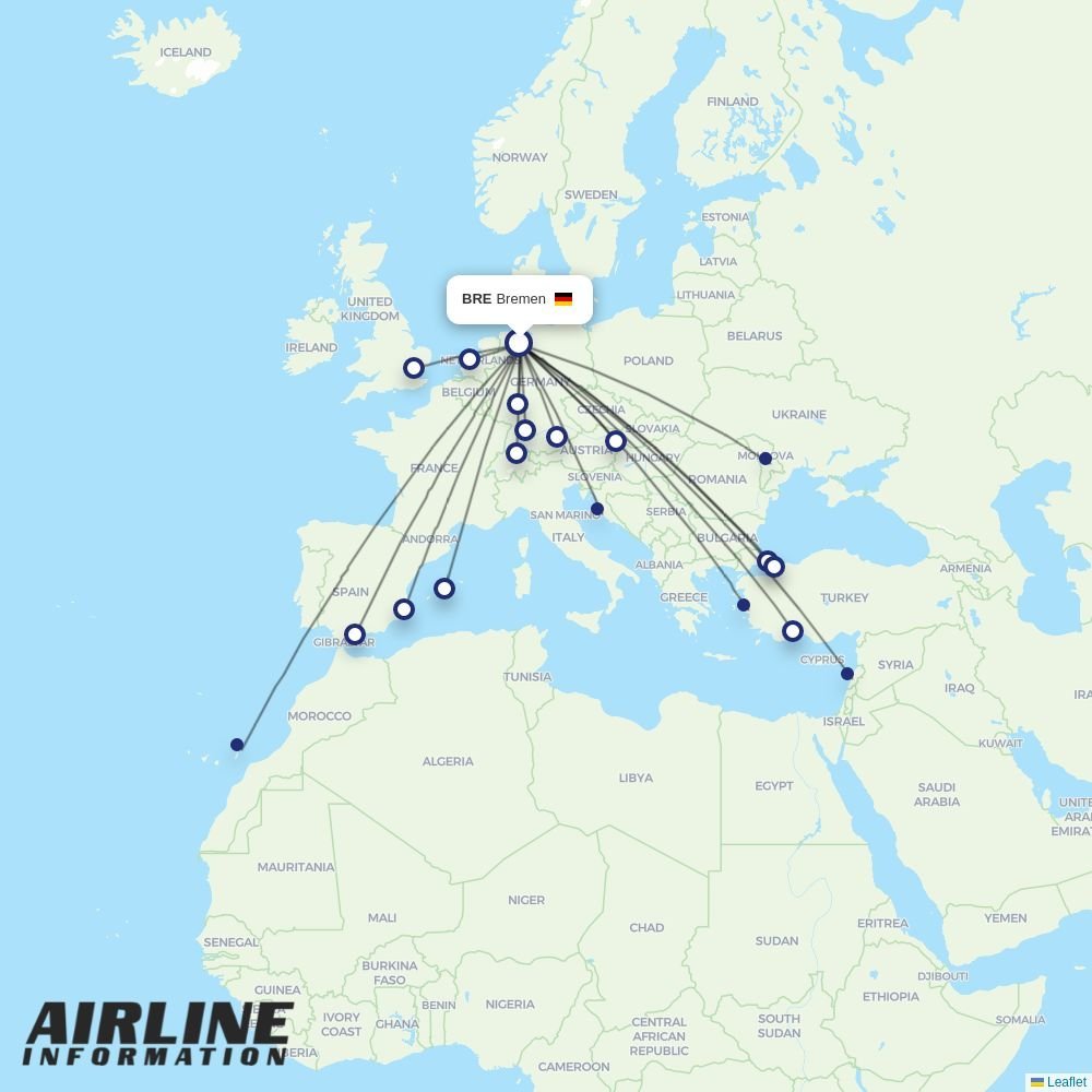 SunExpress routes from BRE