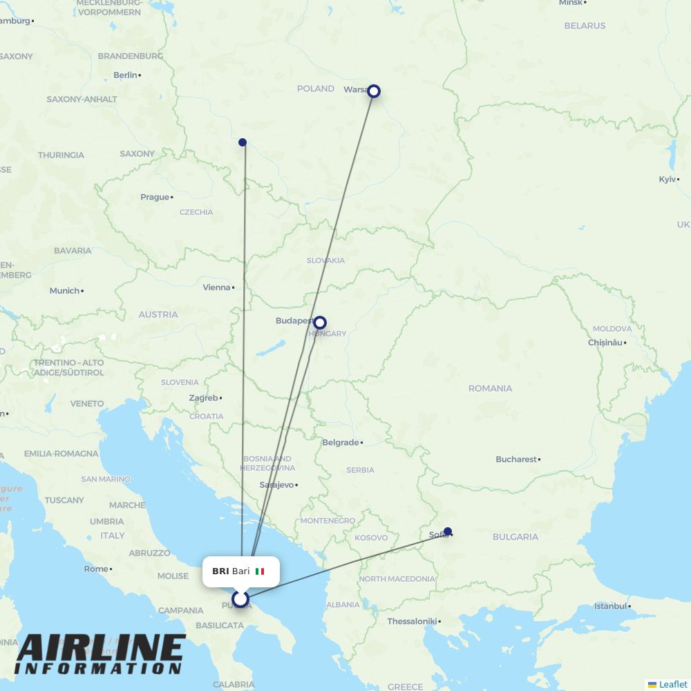Wizz Air routes from BRI