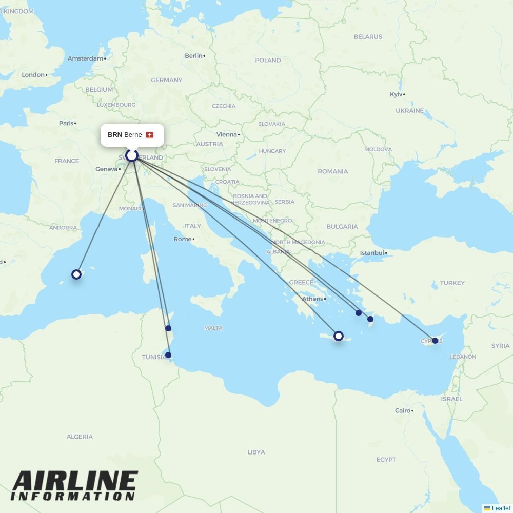 Helvetic Airways routes from BRN