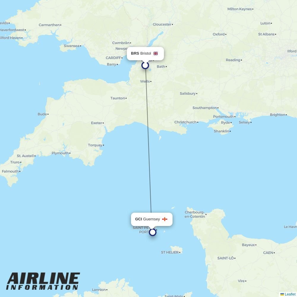 Aurigny routes from BRS