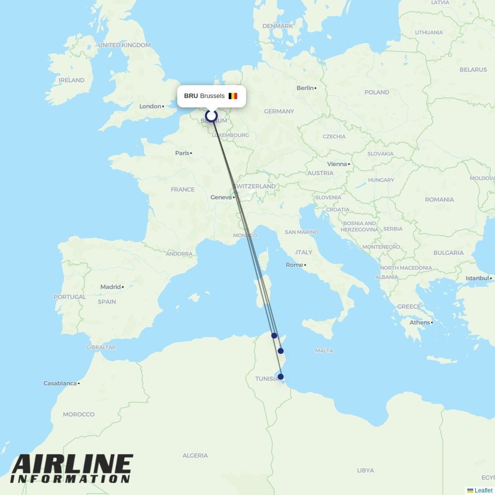 Air Arabia Maroc routes from BRU