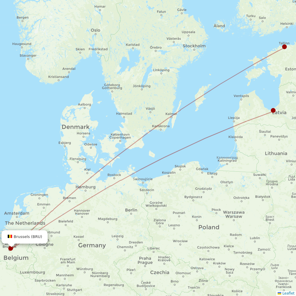 Air Baltic at BRU route map