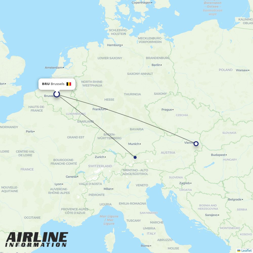 Austrian routes from BRU