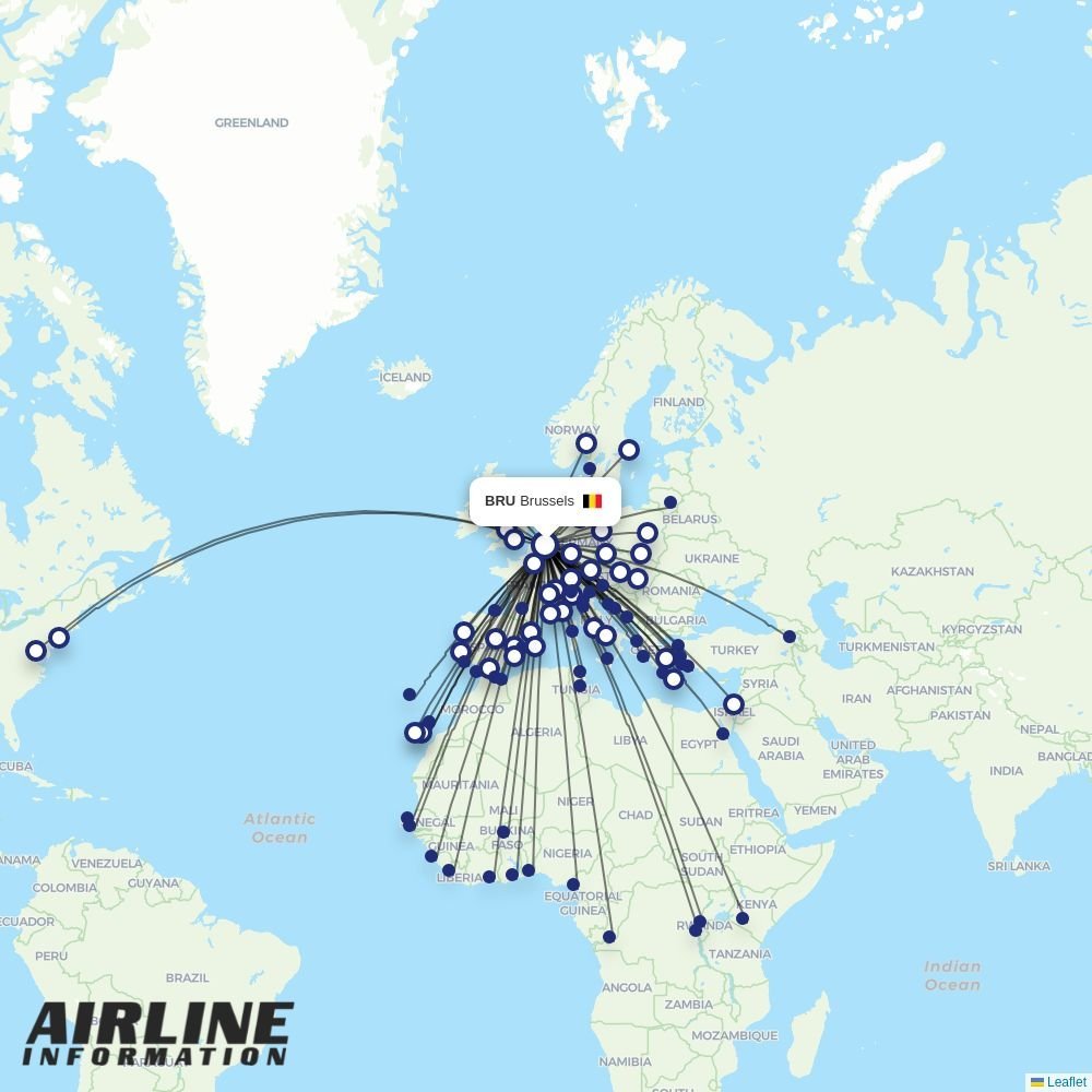 Brussels Airlines routes from BRU