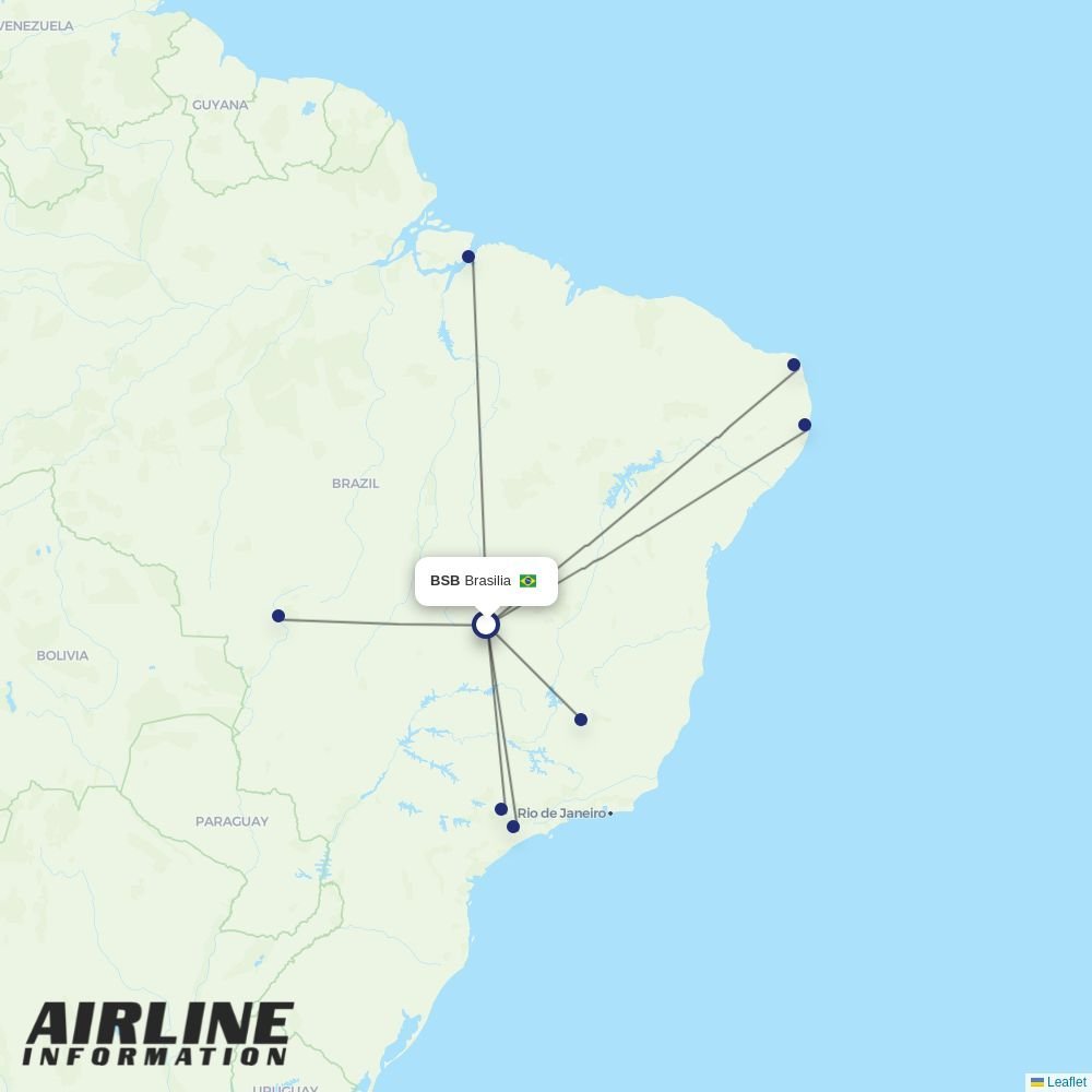 Azul routes from BSB