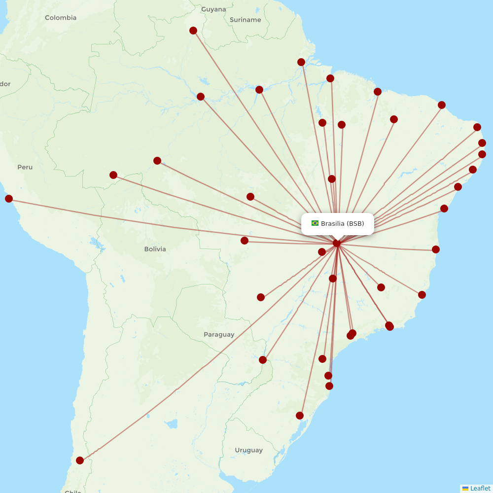LATAM Airlines at BSB route map