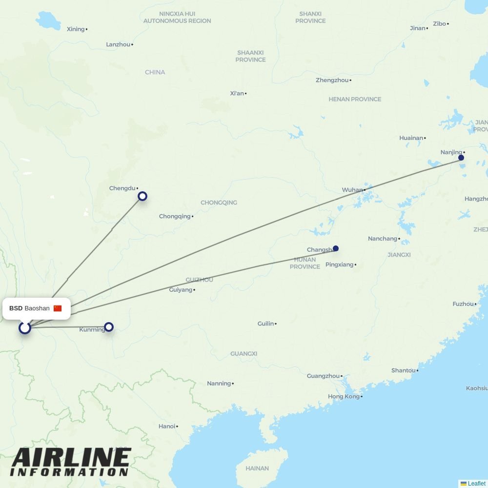 China Eastern routes from BSD