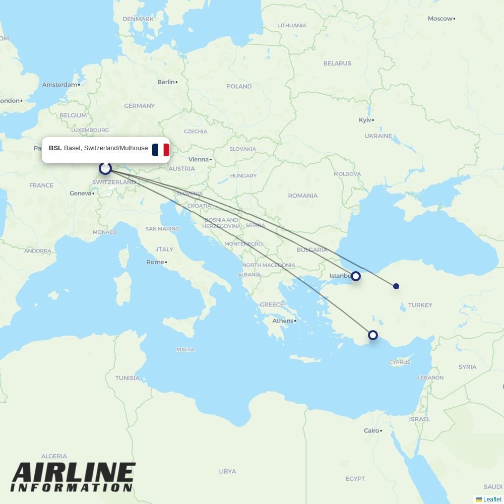 Nouvelair routes from BSL