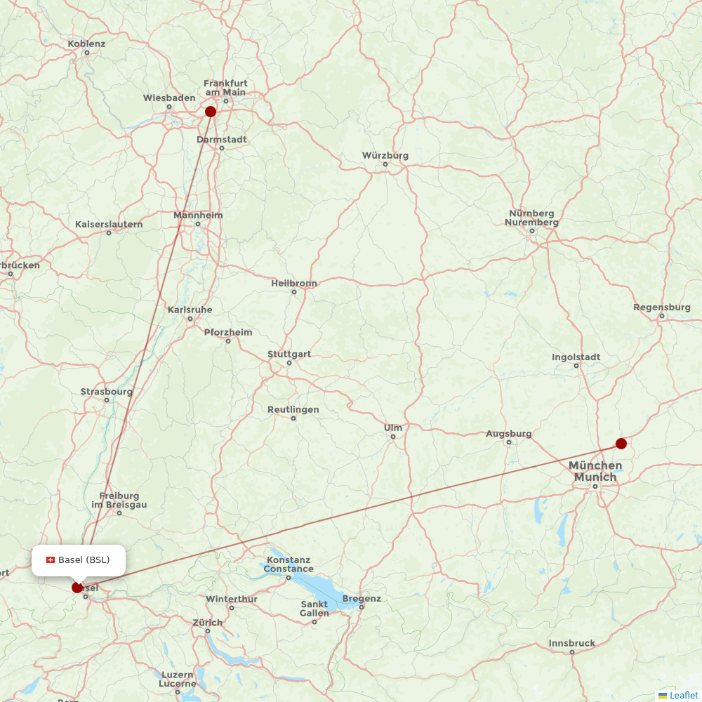 Lufthansa at BSL route map