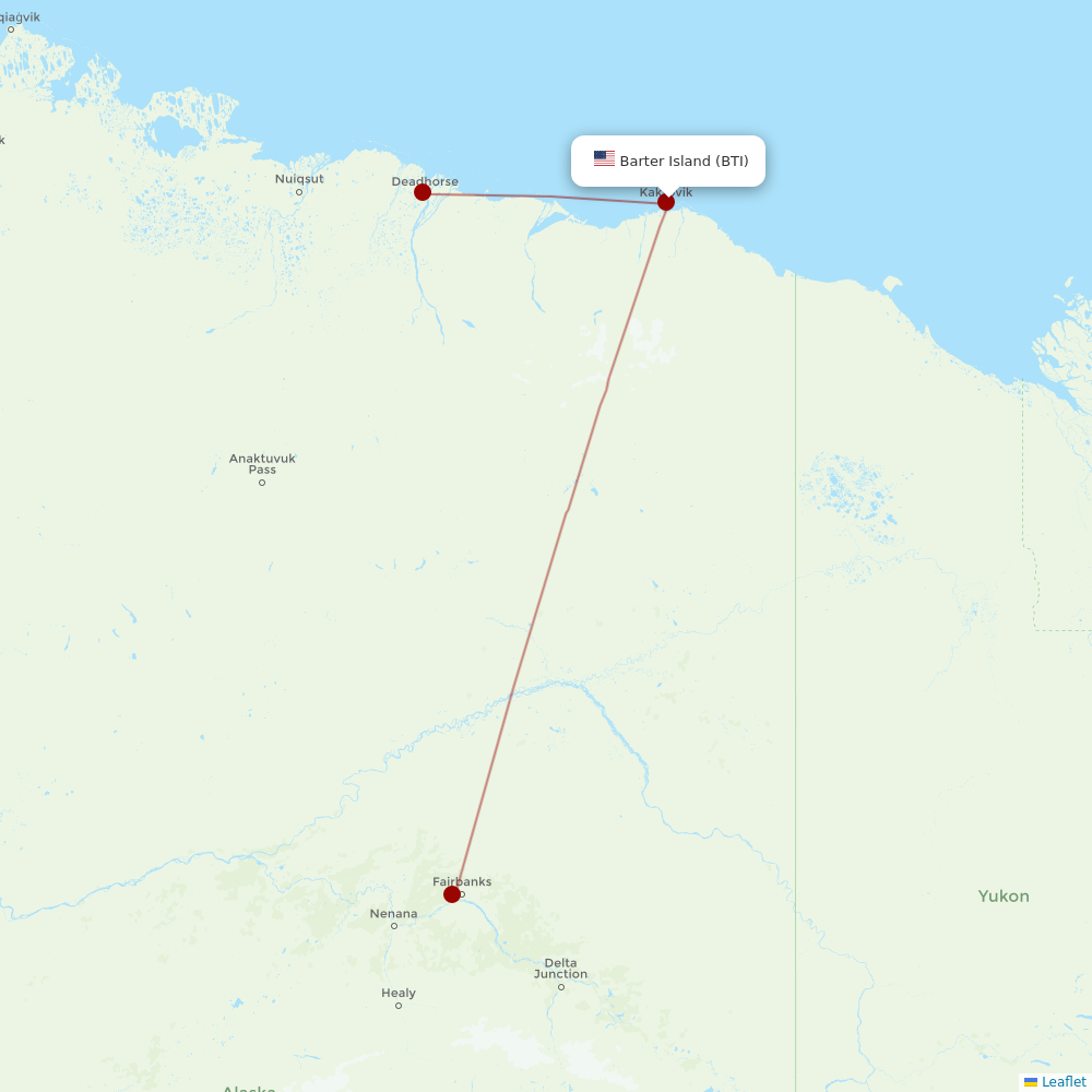 Astral Aviation at BTI route map