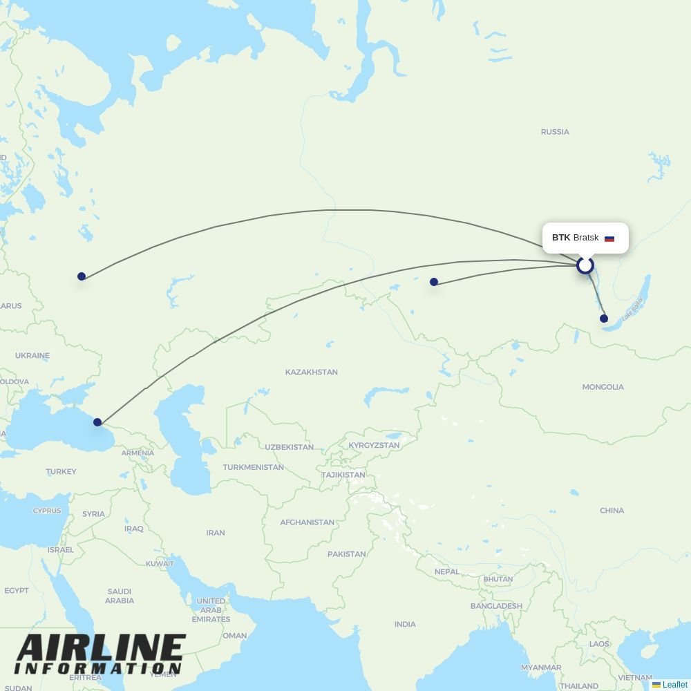 S7 Airlines routes from BTK