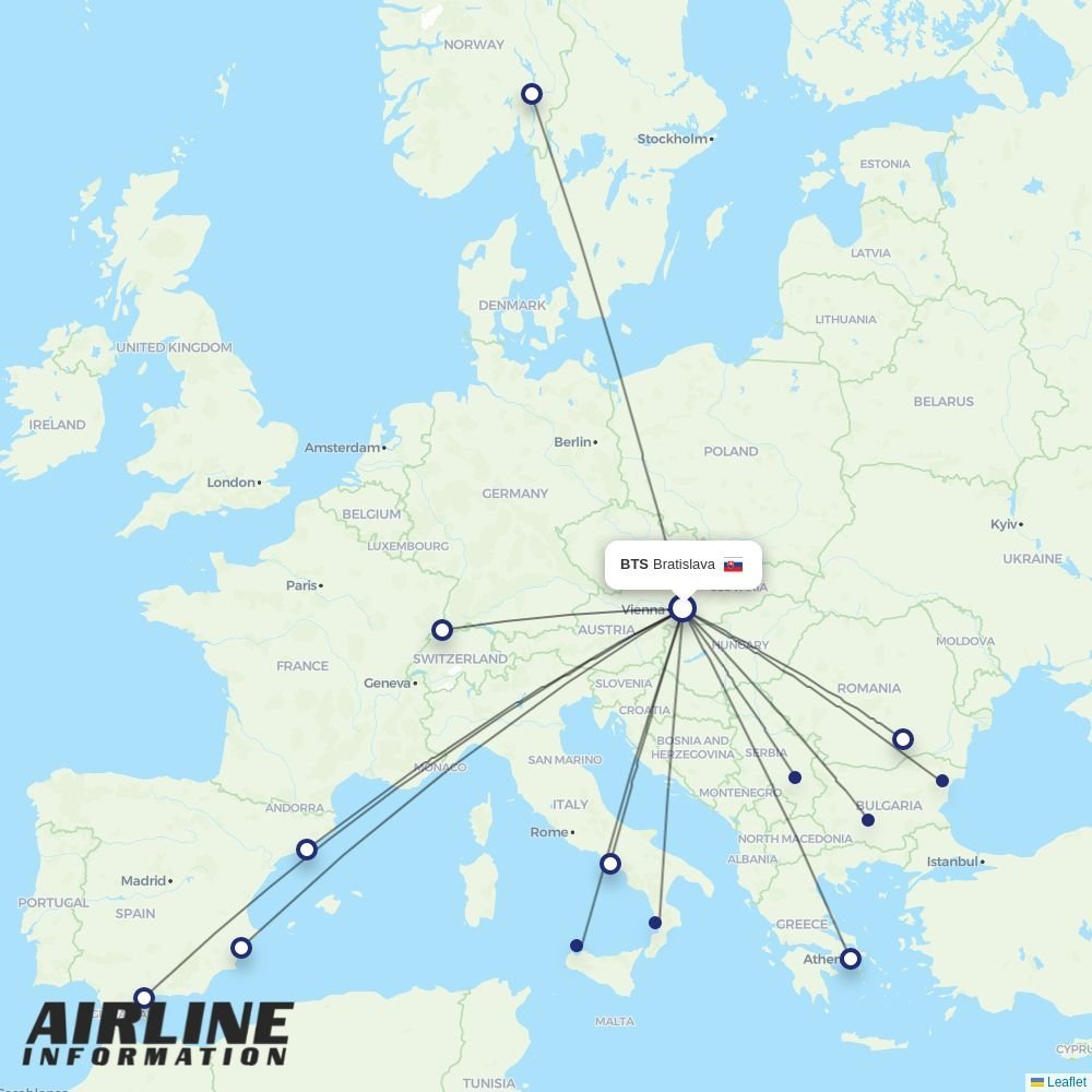 Wizz Air Malta routes from BTS